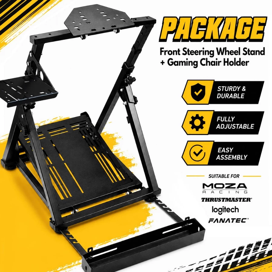 Foldable Racing Simulator Steering Wheel Stand Rig for Logitech Thrustmaster MOZA Fanatec Sim Racing - Image 6