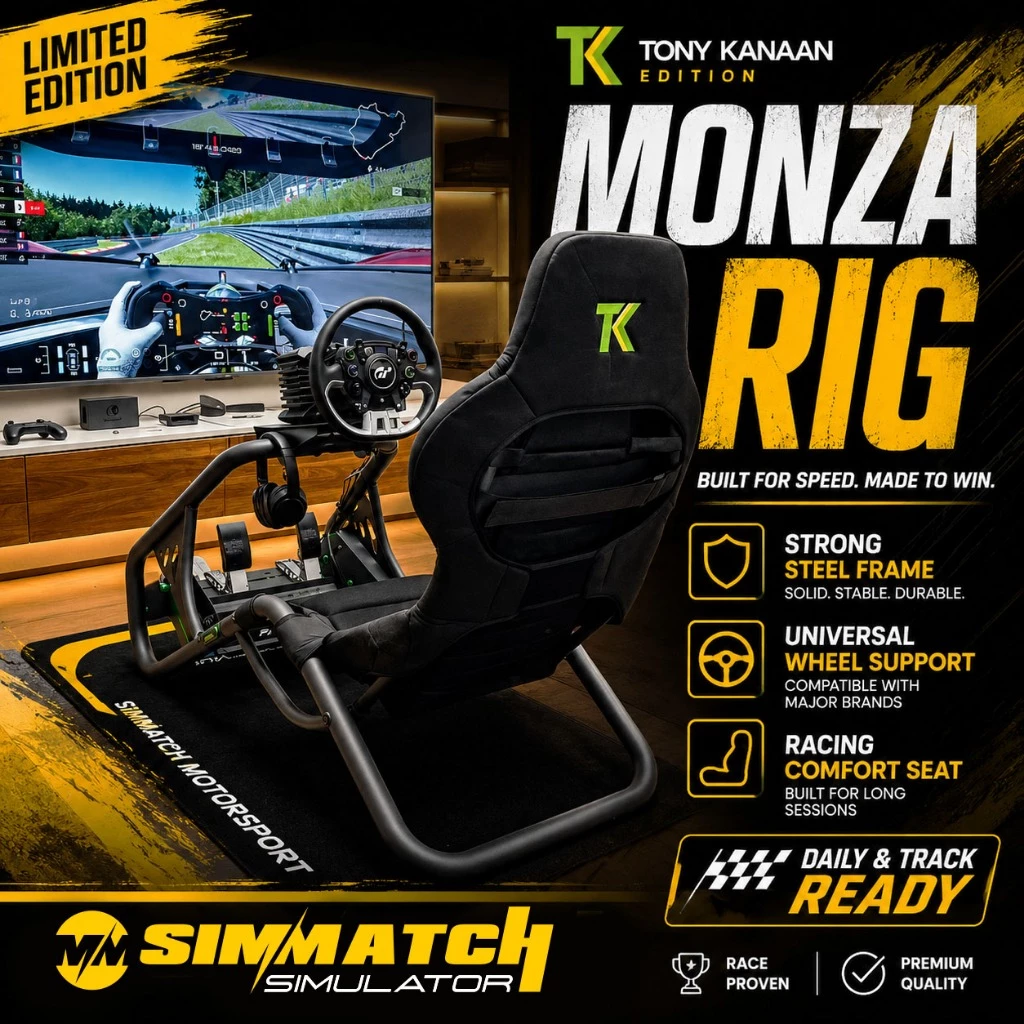 TK Racing (Tony Kanaan) Simulator Sim Rig Steering Stand Playseat Trophy Look Logitech Thrustmaster T300 Moza Fanatec