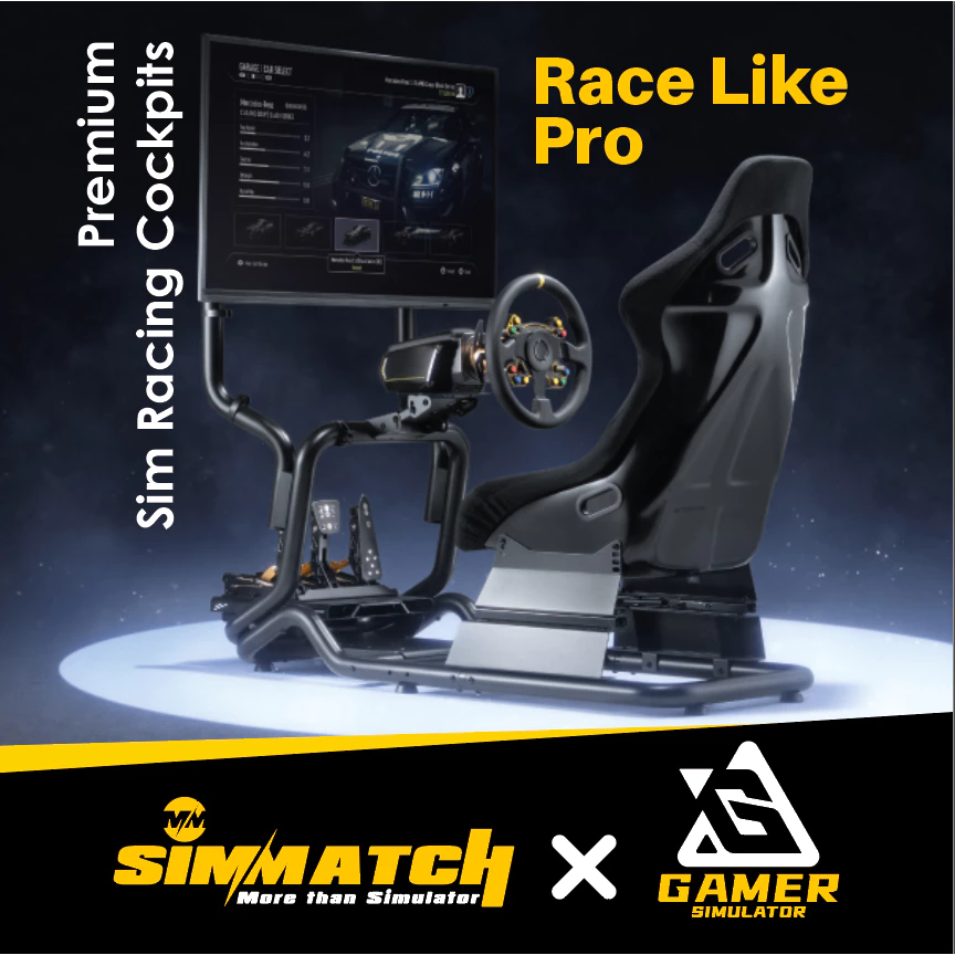 Simmatch Premium Racing Simulator Cockpit Seat Full Set Racing Simulator Steering Wheel Stand G29 T300 Fanatec Tube Rig - Image 2