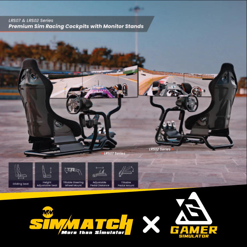 Simmatch Premium Racing Simulator Cockpit Seat Full Set Racing Simulator Steering Wheel Stand G29 T300 Fanatec Tube Rig - Image 3