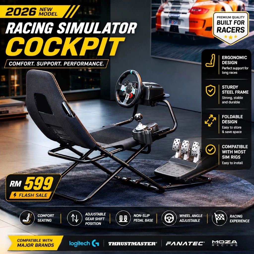 Simmatch Full Set Foldable Racing LRS13 Simulator Steering Wheel Stand for Logitech G25 G27 G29 G920 T300 Tube Design