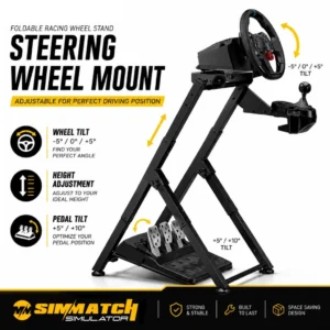 Foldable Racing Simulator Sim Steering Wheel Stand With Chair Fixing Units Logitech Fanatec Thrustmaster Moza