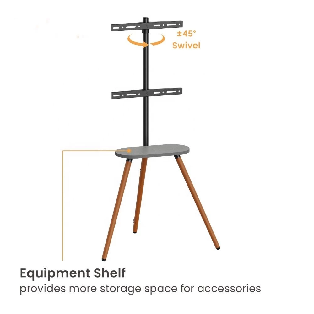 Brateck FS28-44F-04 Easel Studio Tripod TV Floor Stand with Shelf for 43-65 Inch TVs Wood Legs - Image 4