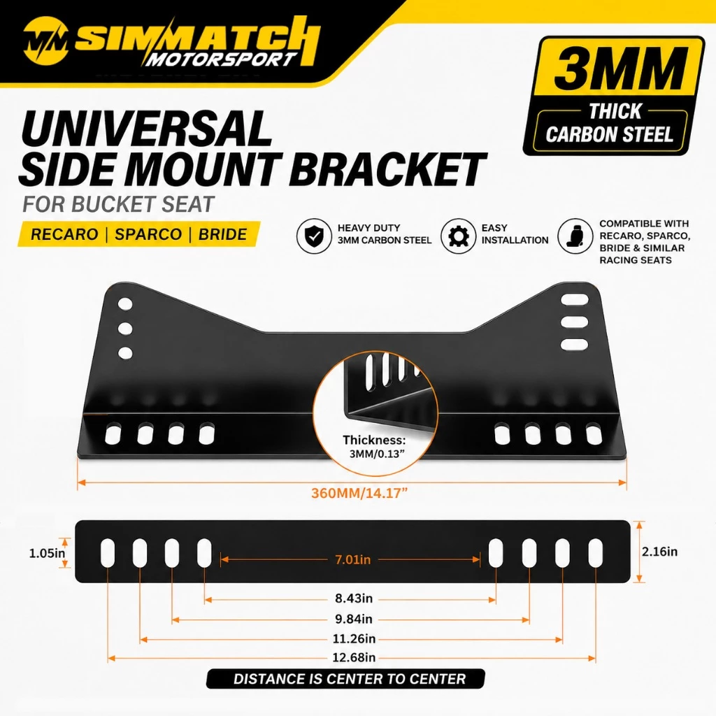 Rel Gelangsar Kereta Universal Auto Seat Slider Rail Railing + L Bracket Full bucket Recaro Bride Sparco SSCUS OMP AOS - Image 4