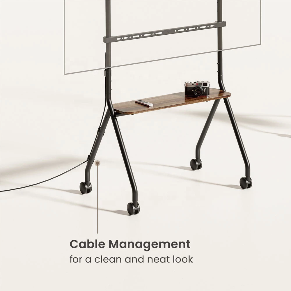 Brateck TTF13E-46FW Modern Rolling TV Stand Height Adjustable Mobile Heavy-Duty TV Trolley Cart With Wheels for 86 Inch - Image 4