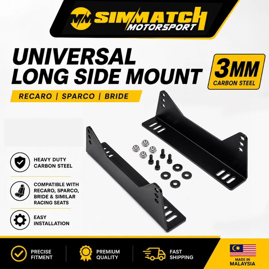 Rel Gelangsar Kereta Universal Auto Seat Slider Rail Railing + L Bracket Full bucket Recaro Bride Sparco SSCUS OMP AOS - Image 2