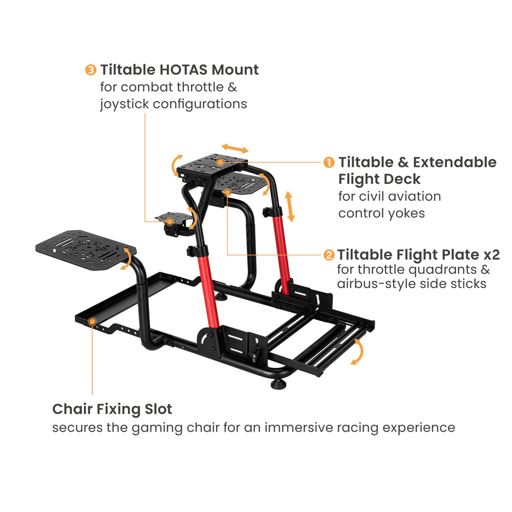 Simmatch Immersive Flight Simulator Cockpit | HOTAS Mount | Adjustable Aluminium Profile Flight Rig - Image 4