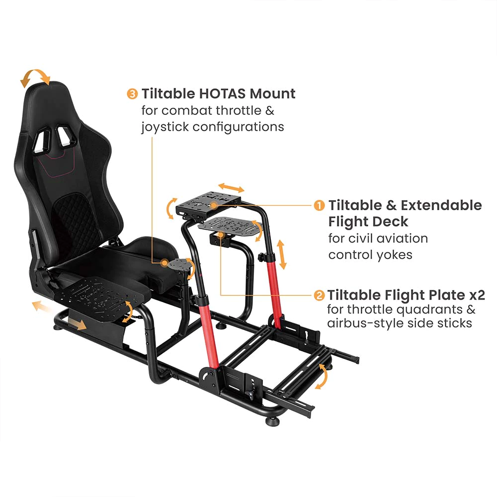 Simmatch Immersive Flight Simulator Cockpit | HOTAS Mount | Adjustable Aluminium Profile Flight Rig - Image 2