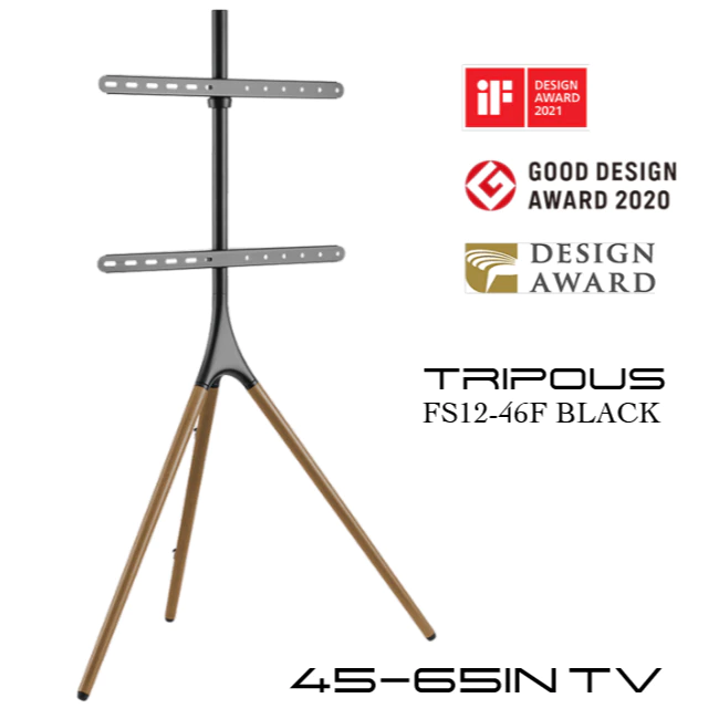 Brateck Designer Easel Tripod TV Floor Stand for 45-85 Inch TVs Up to 32kg Black Walnut - Image 2