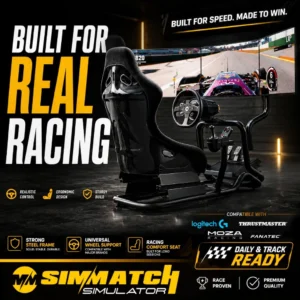 Simmatch Premium Racing Simulator Cockpit Seat Full Set Racing Simulator Steering Wheel Stand G29 T300 Fanatec Tube Rig