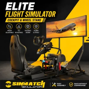 Simmatch Immersive Flight Simulator Cockpit | HOTAS Mount | Adjustable Aluminium Profile Flight Rig