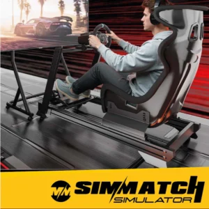 Strix Sim Racing Cockpit with Gear Shift Mount & Seat (Aluminium + Steel Profile) Simulator Wheel Stand RIG Stand G29