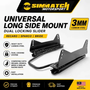 Rel Gelangsar Kereta Universal Auto Seat Slider Rail Railing + L Bracket Full bucket Recaro Bride Sparco SSCUS OMP AOS