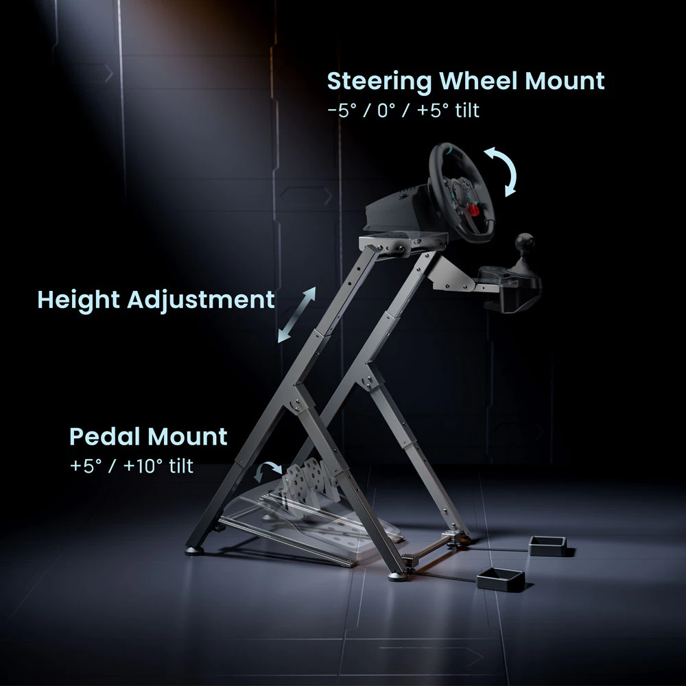 Foldable Racing Simulator Sim Steering Wheel Stand With Chair Fixing Units Logitech Fanatec Thrustmaster Moza - Image 5