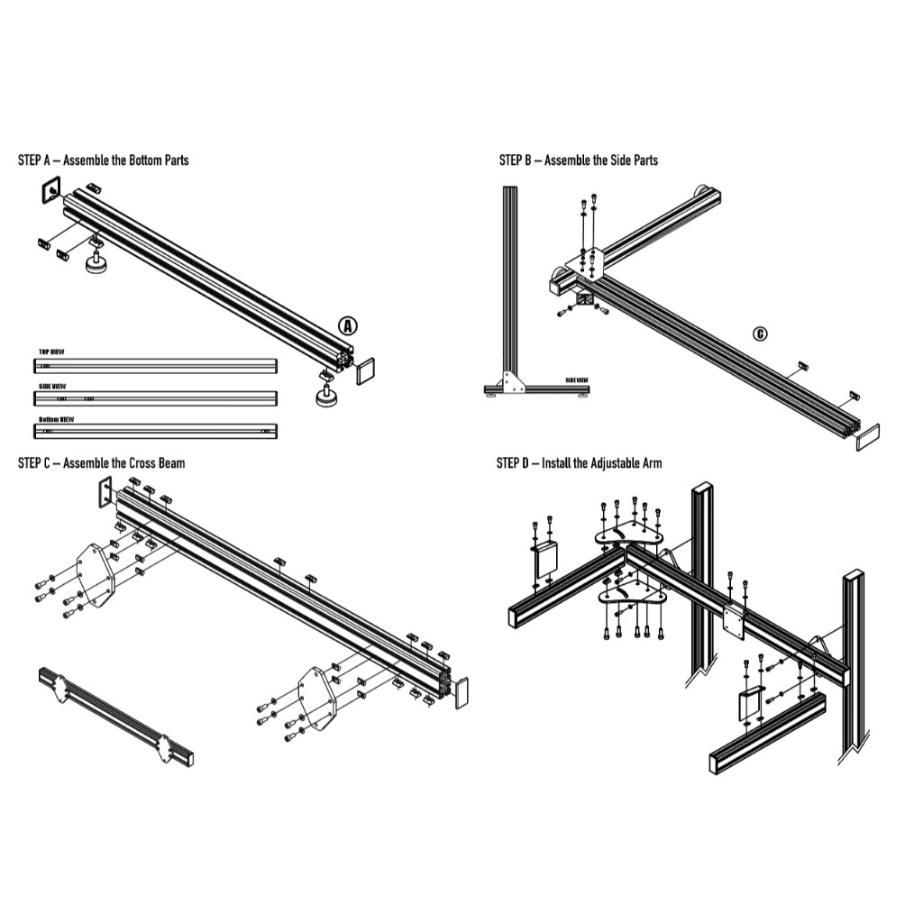 Triple Screen Stand Aluminium Profile TV Stand & Rack 24in - 32in Monitor Vesa 75 / 100mm Material 4040 / 4080 - Image 7