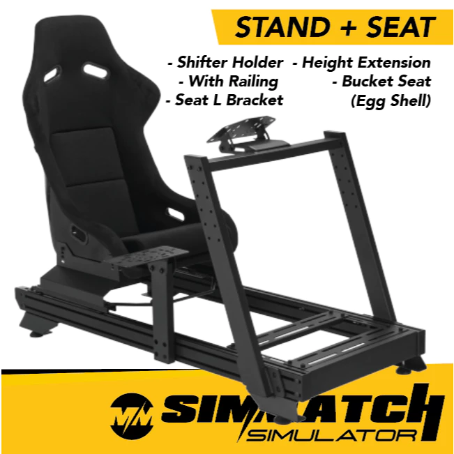 Strix Sim Racing Cockpit with Gear Shift Mount & Seat (Aluminium + Steel Profile) Simulator Wheel Stand RIG Stand G29 - Image 3